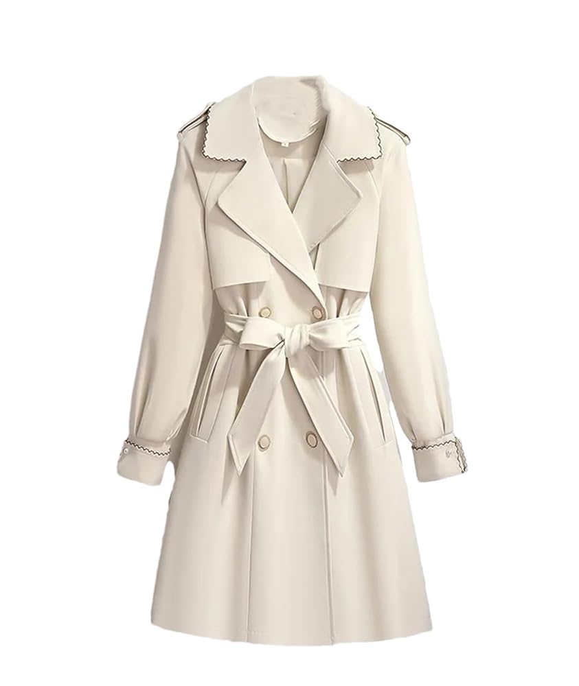 ジャケット・アウター Lawgy curl double breastedbelt pointcoat Spring Autumn Women Trench Coat Streetwear Long Trench Coats
